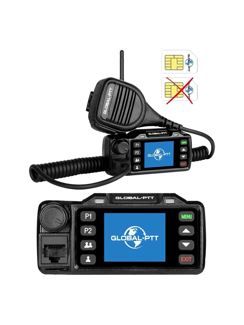 global-ptt V1 Mobile PoC Radio Unlimited Range, 2-Pack Professional Fixed-Mount